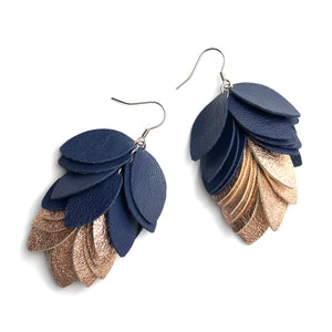 Navy & Rose Gold Petal Drops