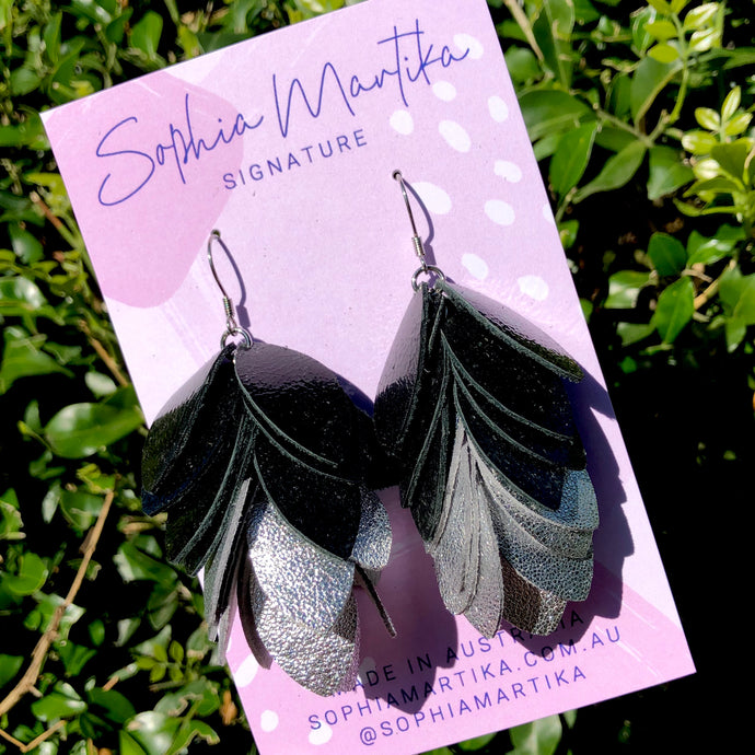 Midnight & Silver Petal Drops