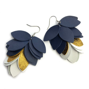 Navy, Gold & White Petal Drops